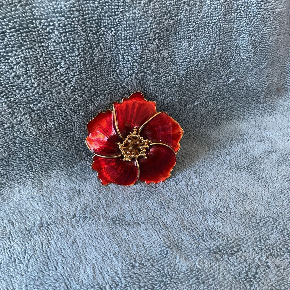 Vintage Alana Stewart Designer Hibiscus Flower Pendent and Brooch - Picture 3 of 6